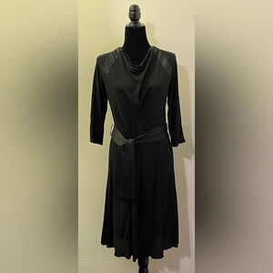GIORGIO ARMANI Tie Front Midi Dress in‎ Black